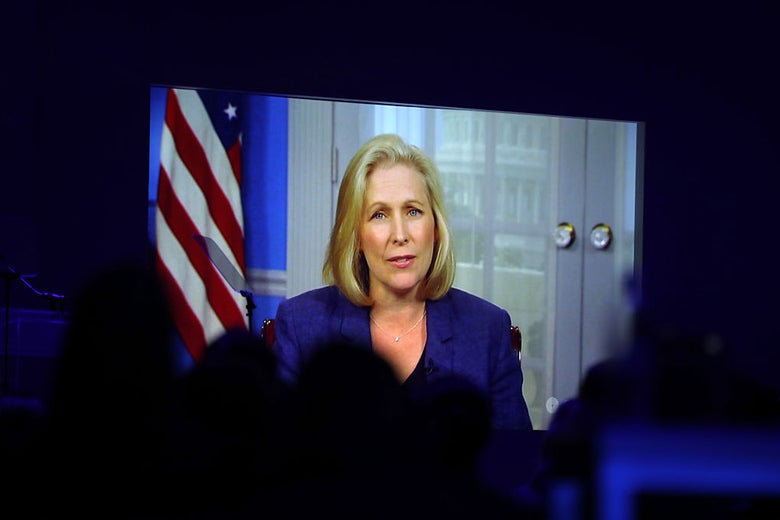 Kirsten Gillibrand speaking remotely to a group in New York City in 2016.